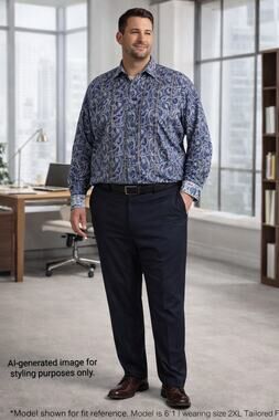 Robert Graham Blue Paisley Tailored Fit Shirt Size XXL Flip Cuff Embroidered